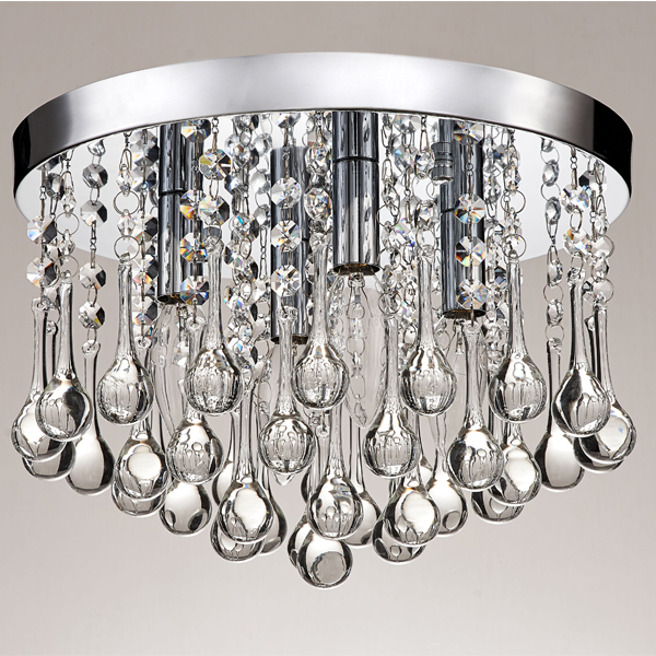 Claudia 4-Light Chrome Finish Flush Mount with Clear Crystal Drops BX-2664-BFP