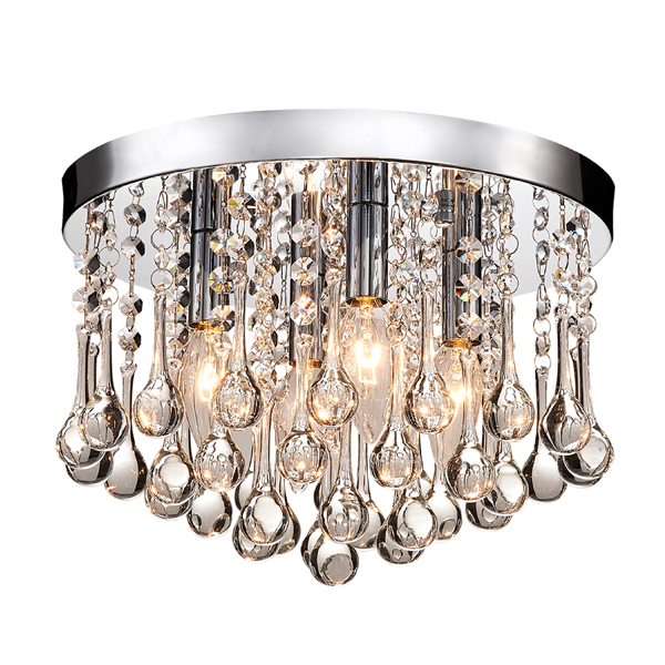 Claudia 4-Light Chrome Finish Flush Mount with Clear Crystal Drops BX-2664-BFP