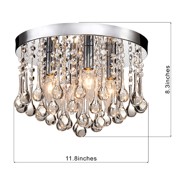 Claudia 4-Light Chrome Finish Flush Mount with Clear Crystal Drops BX-2664-BFP