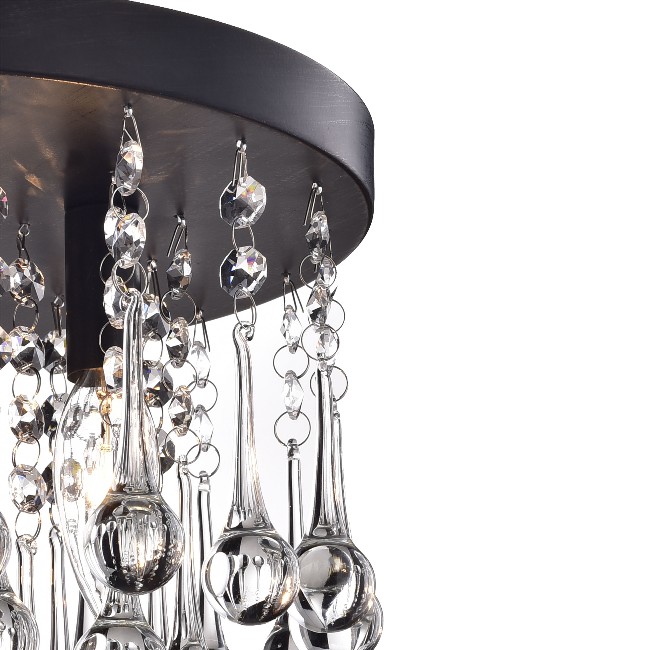 Claudia 4-Light Black Flush Mount with Clear Crystal Drops BX-5461-SWF