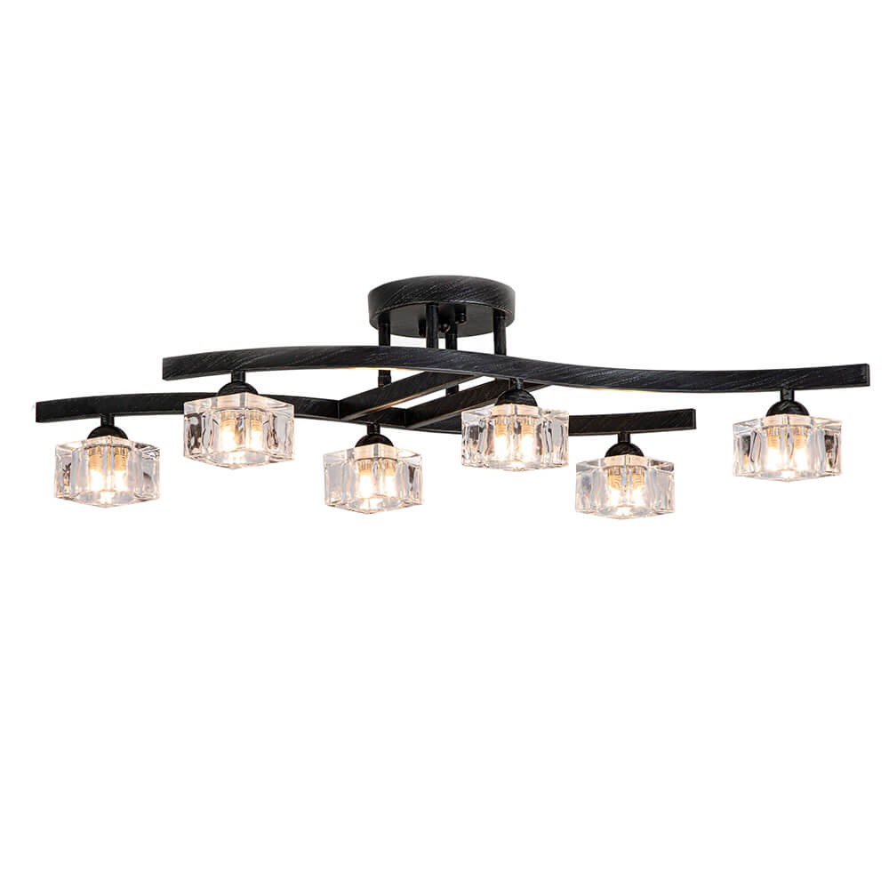 Aika 6-Light Antique Black Flush Mount with Clear Shades BX-8783-NBG