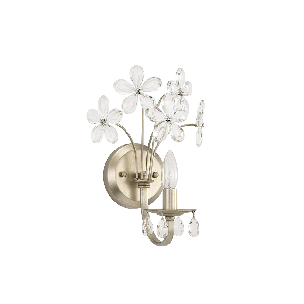 Rosa 1 Light Champagne Daisy Flower Glass Crystal Wall Sconce FD-0134-TMK