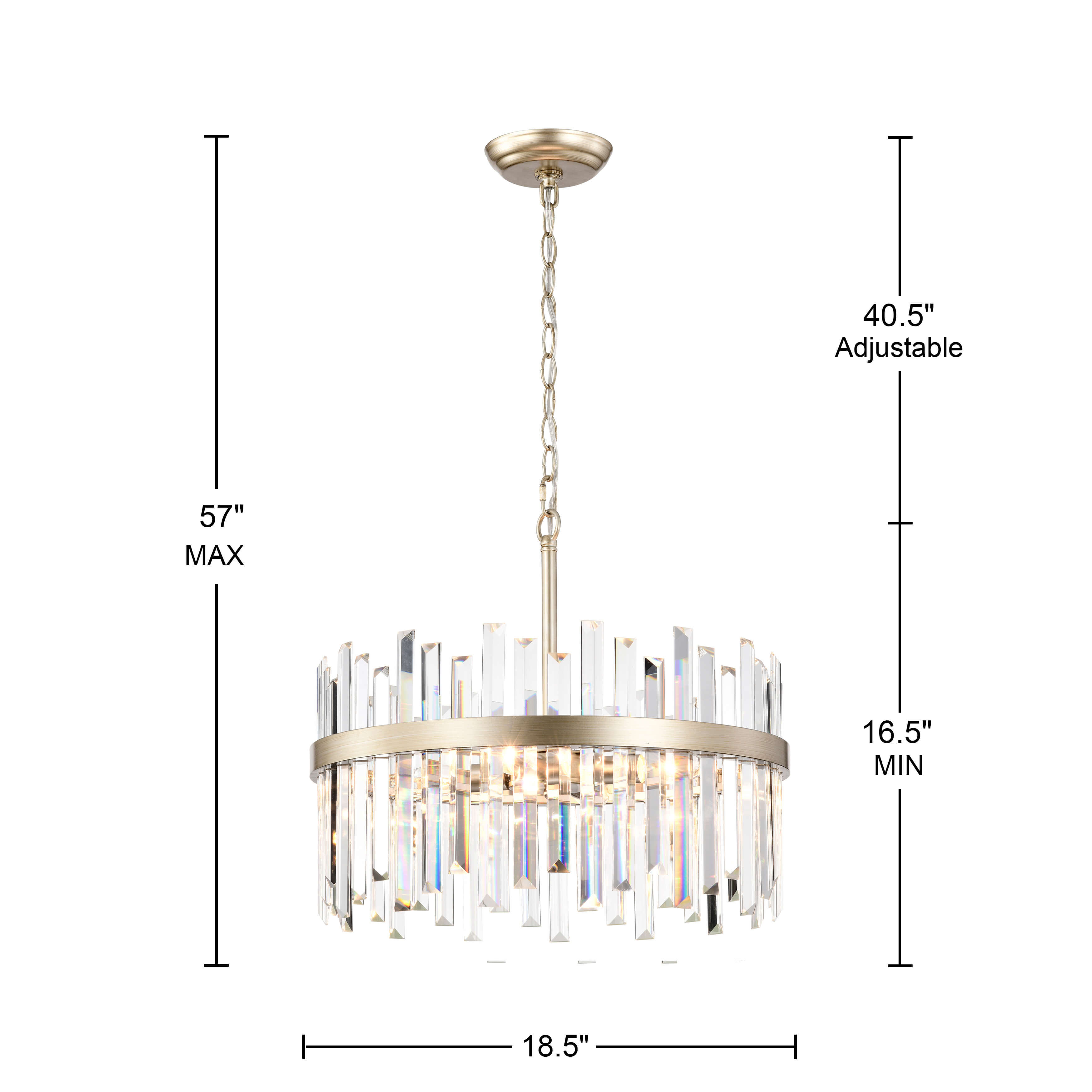 Casandra Brushed Champagne Silver 5-light Drum Crystal Chandelier FD-0609-KGD