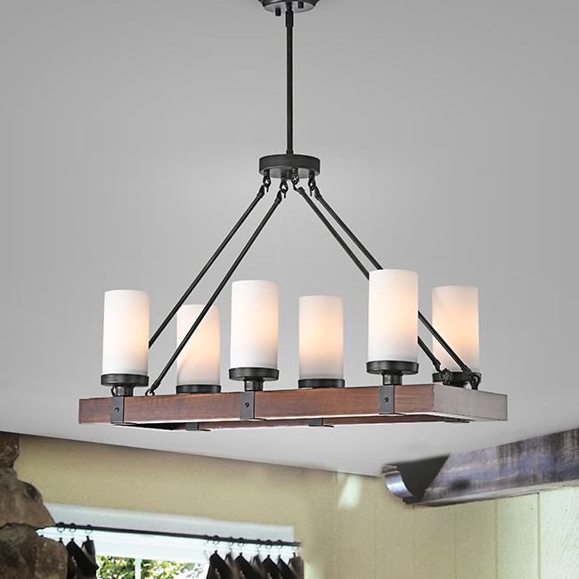 Daniela 6-light Natural Wood Chandelier with Frosted Glass Globes FD-0896-ZYF  [FD-0896-ZYF] - $ : Jojospring, Direct support from the factory