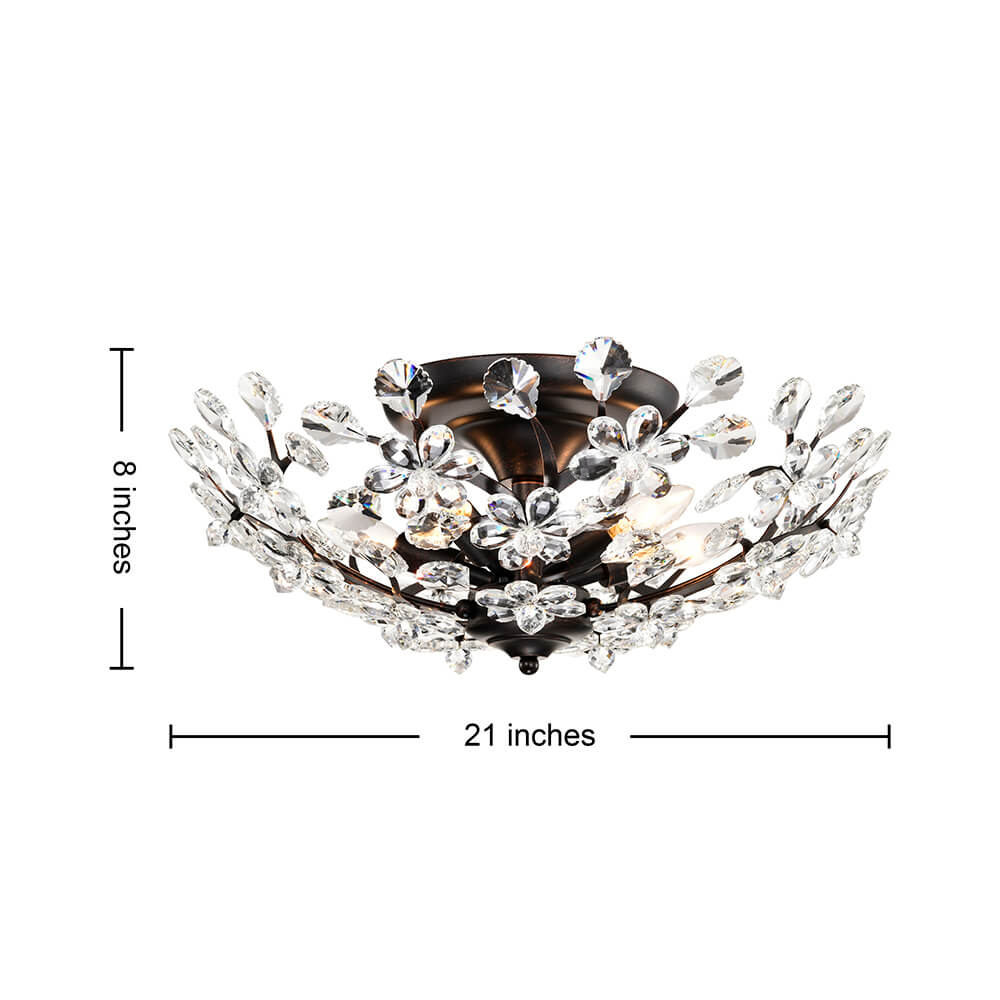 Isabel 5-light Crystal Glass Flowers Blooms Flush Mount FD-1397-MKM