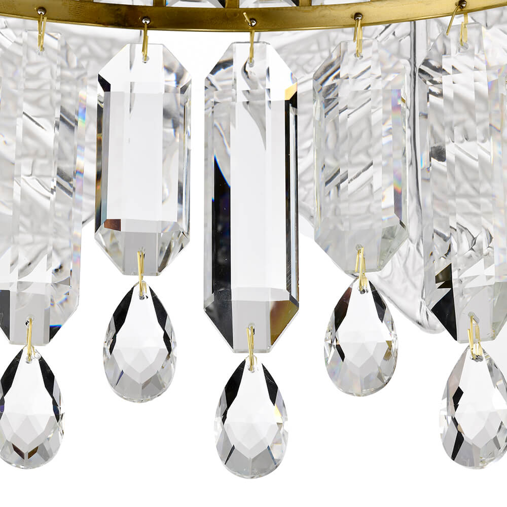 Alma 5-Light Brushed Shiny Brass Leaf-shaped Glass Crystal Chandelier FD-2360-GGS