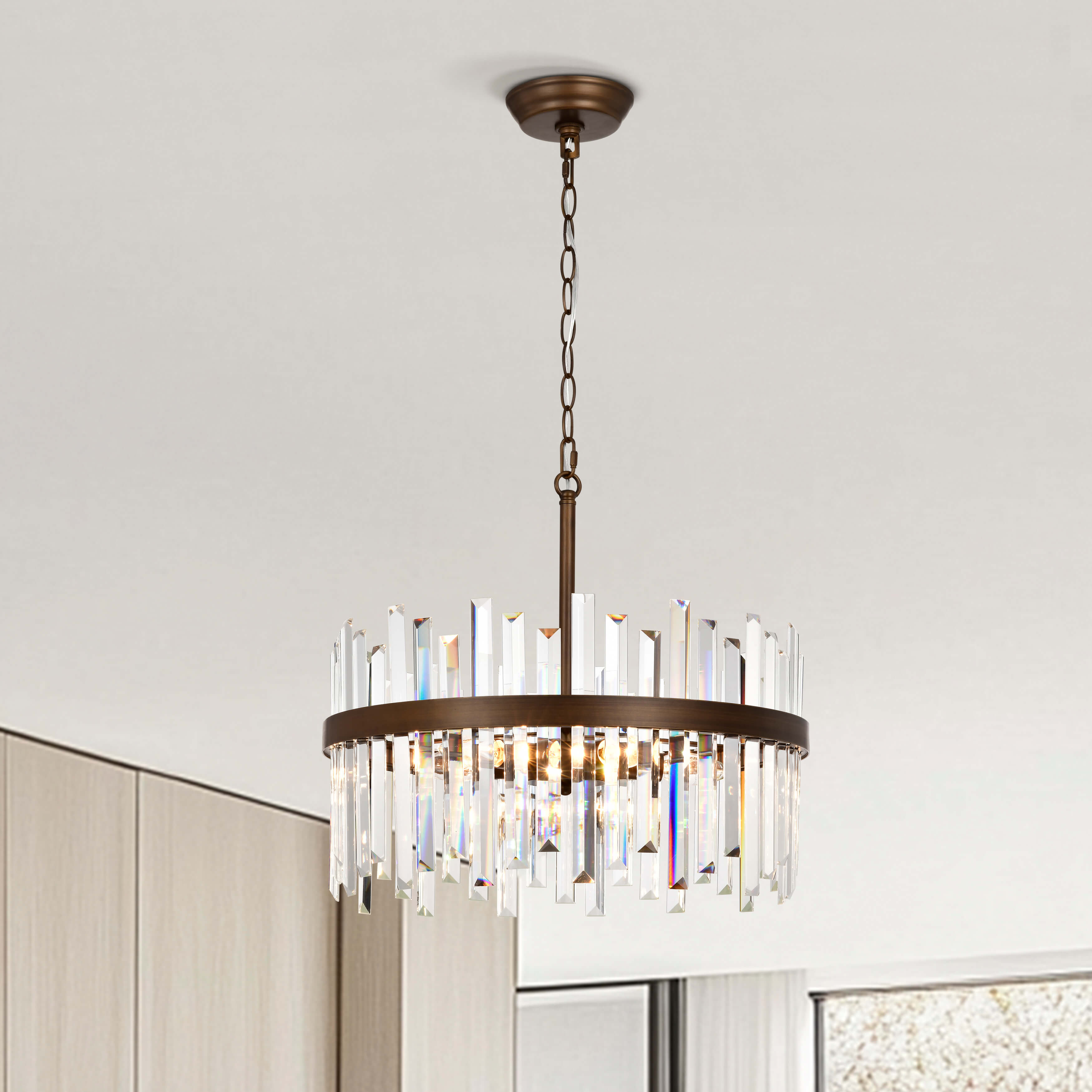 Casandra 5-light Drum Crystal Glass Chandelier - Bronze FD-2579-MZKG Casandra 5-light Drum Crystal Glass Chandelier - Bronze FD-2579-MZKG