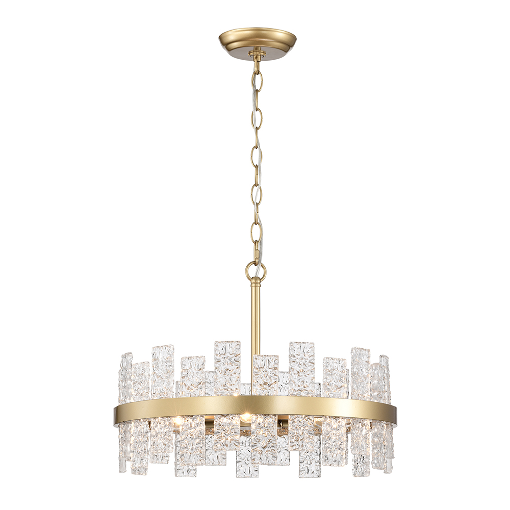 Casandra 6-light Shiny Bronze Drum Glass Strip Chandelier FD-2676-WSH