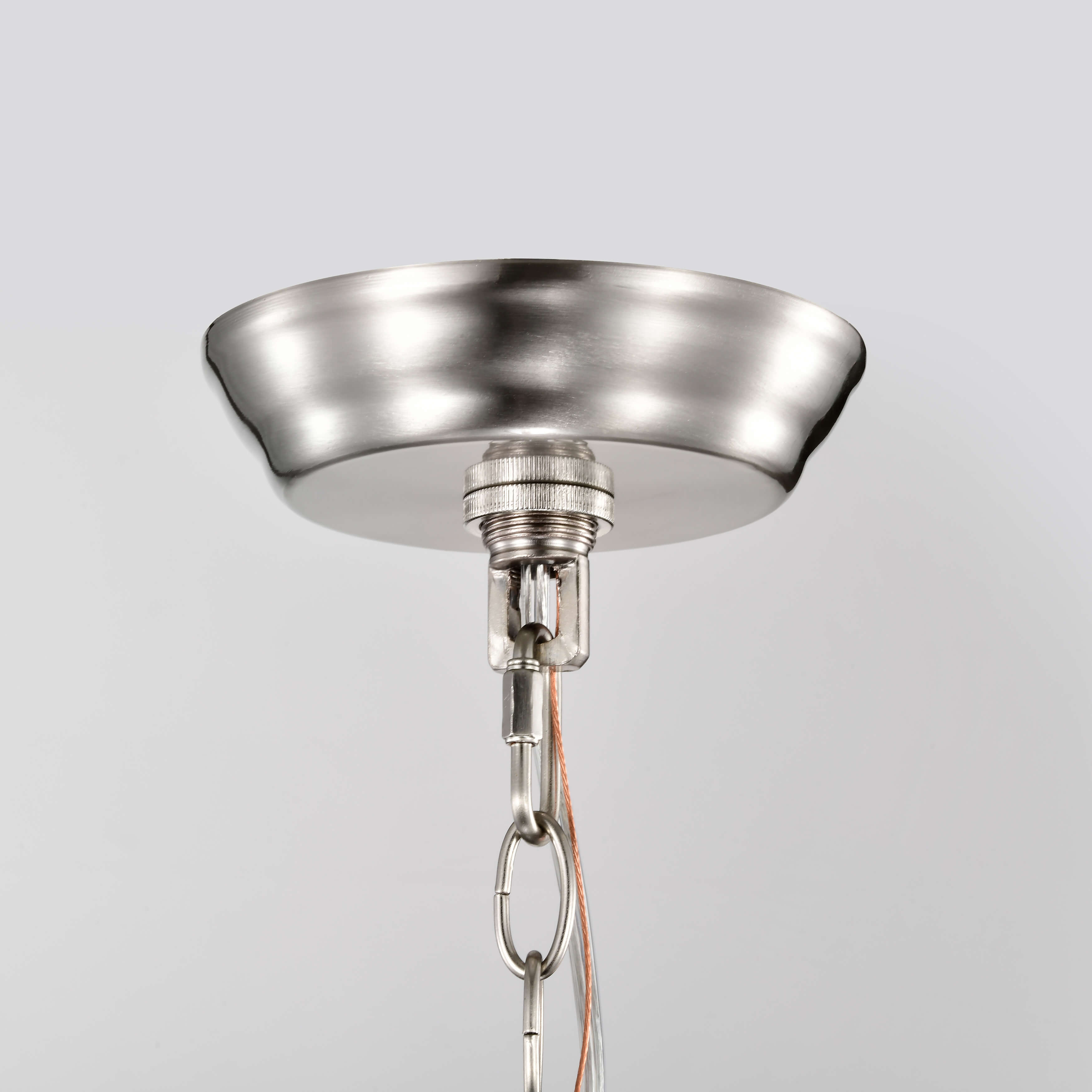 Anita Satin Nickel Drum Shade Chandelier with Clear Glass Prism FD-2717-WNY