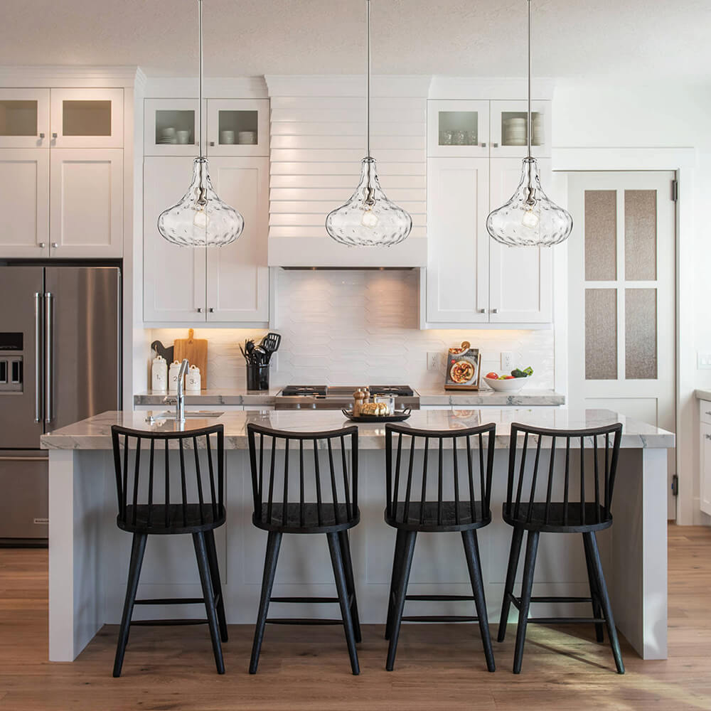 Sophia Satin Nickel Finish Textured Glass Pendant Chandelier FD-2842-QZE