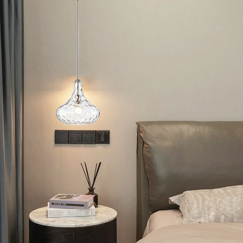 Sophia Satin Nickel Finish Textured Glass Pendant Chandelier FD-2842-QZE