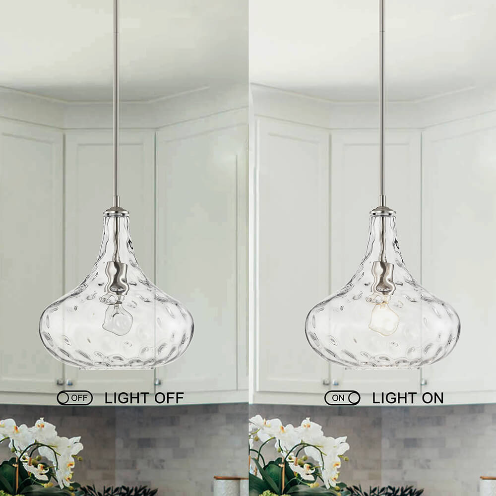 Sophia Satin Nickel Finish Textured Glass Pendant Chandelier FD-2842-QZE