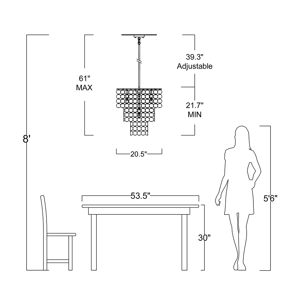 Paula 4-Light Glossy Bronze Finish Chandelier with Natural White Shell FD-3555-CZW