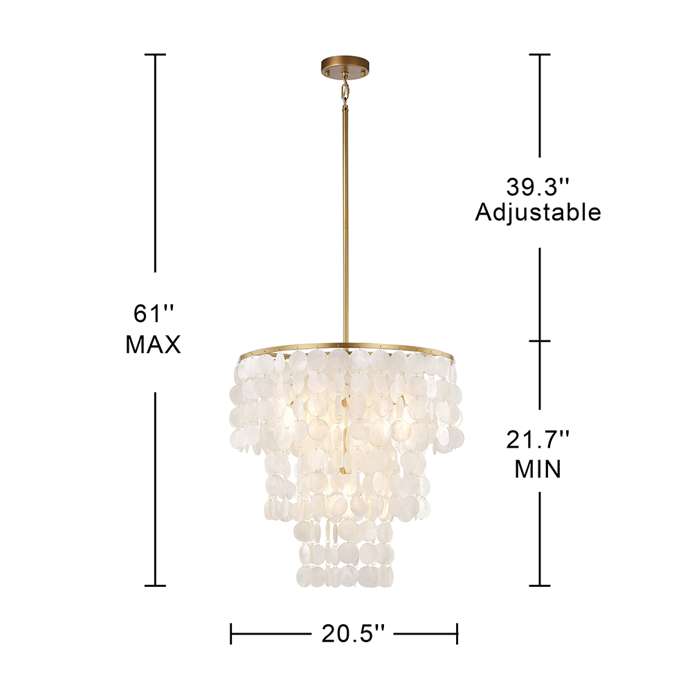 Paula 4-Light Glossy Bronze Finish Chandelier with Natural White Shell FD-3555-CZW