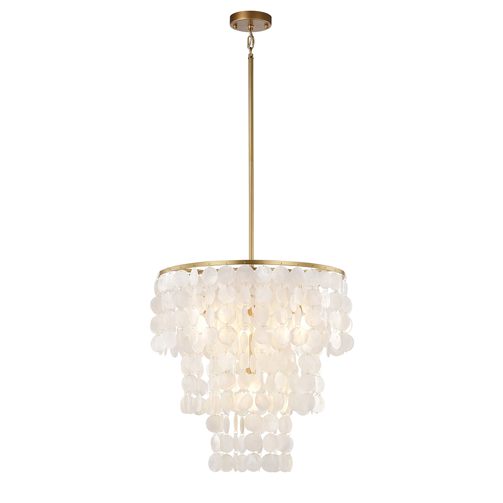 Paula 4-Light Glossy Bronze Finish Chandelier with Natural White Shell FD-3555-CZW