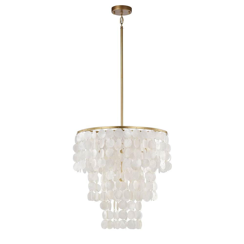 Paula 4-Light Glossy Bronze Finish Chandelier with Natural White Shell FD-3555-CZW