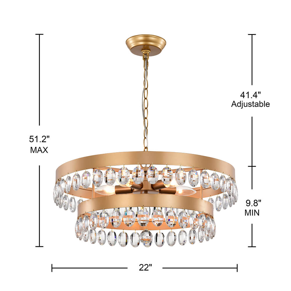 Ariana Glossy Bronze 6-light Two-Tier Crystal Round Ring Chandelier FD-3970-CPF