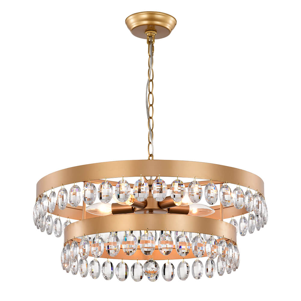 Ariana Glossy Bronze 6-light Two-Tier Crystal Round Ring Chandelier FD-3970-CPF