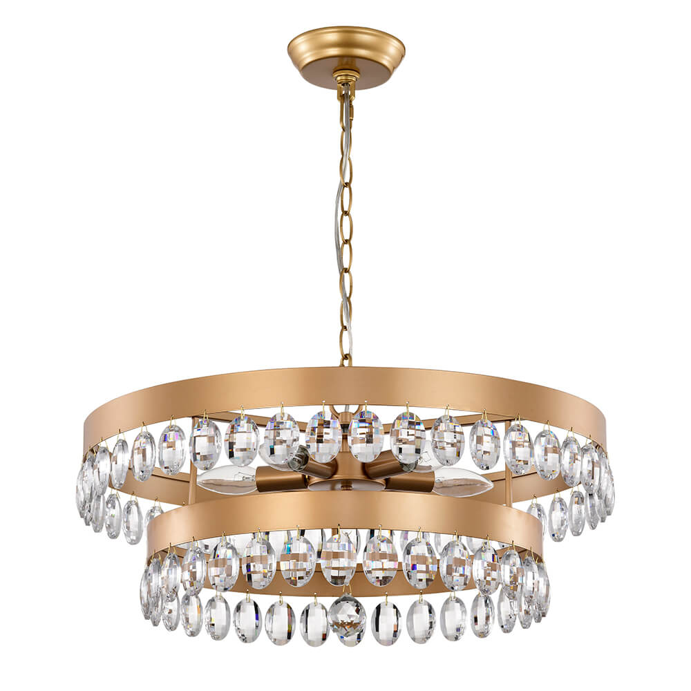 Ariana Glossy Bronze 6-light Two-Tier Crystal Round Ring Chandelier FD-3970-CPF