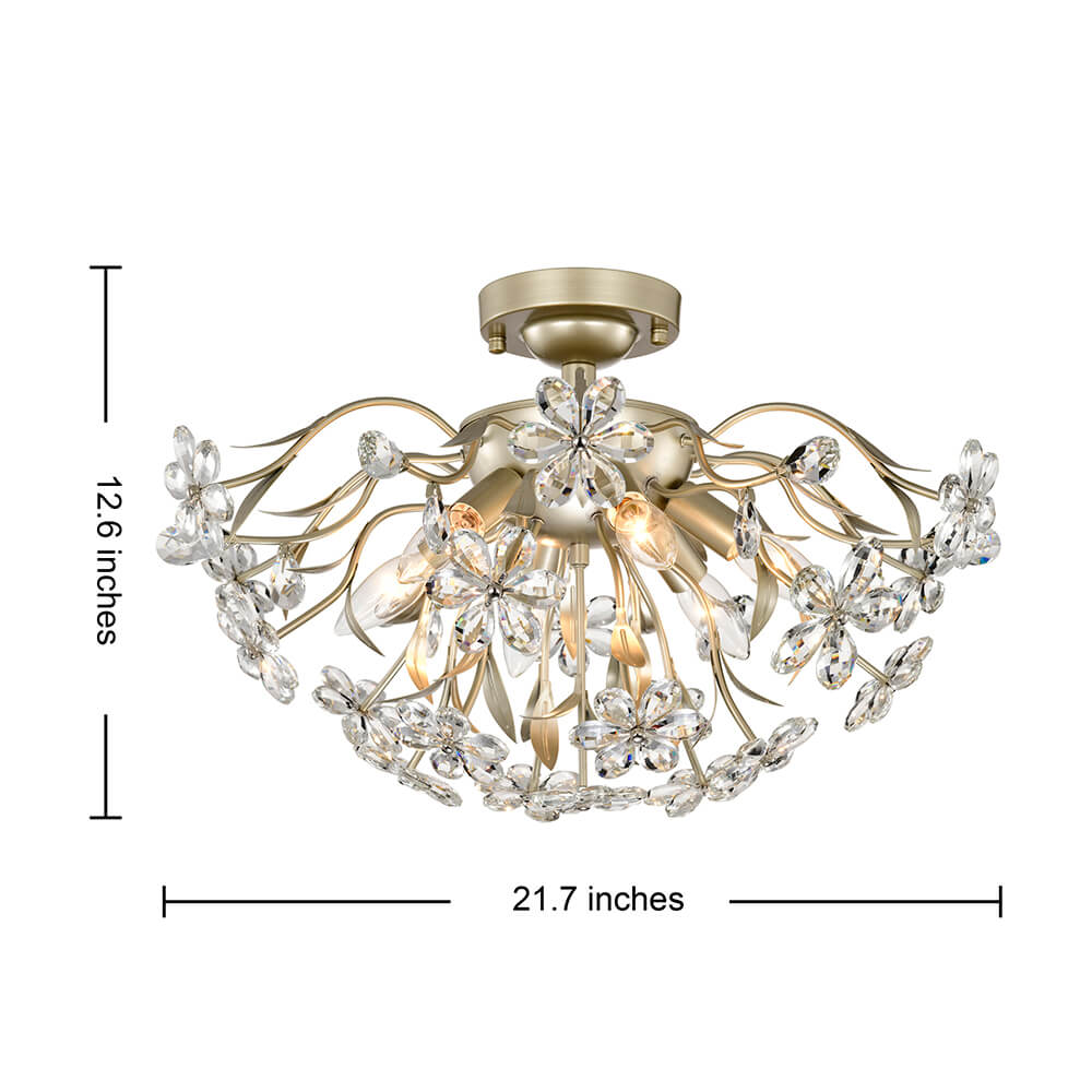 Silvia 6-Light Daisy Flower Crystal Glass Flush Mount FD-4755-DYW