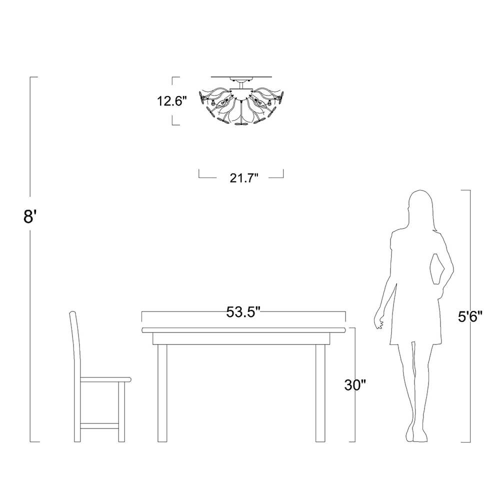 Silvia 6-Light Daisy Flower Crystal Glass Flush Mount FD-4755-DYW