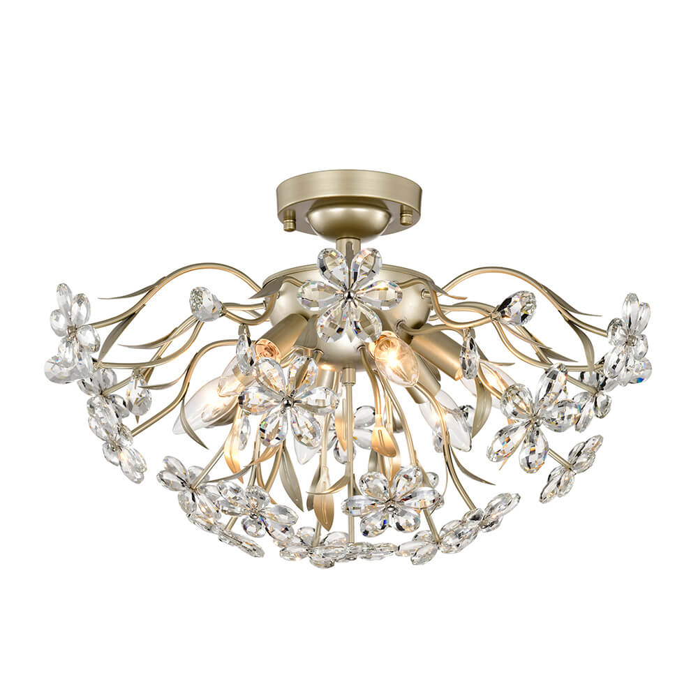 Silvia 6-Light Daisy Flower Crystal Glass Flush Mount FD-4755-DYW