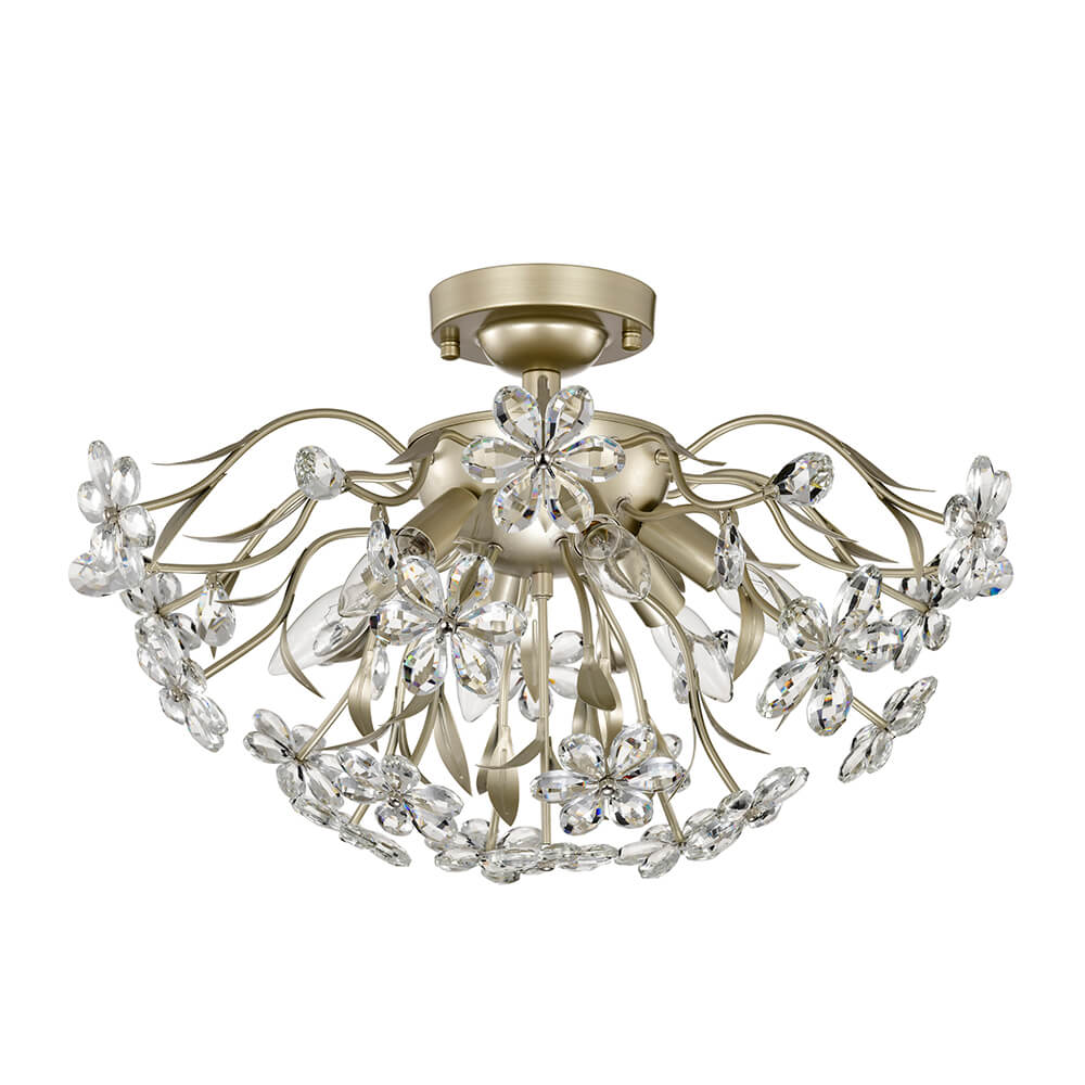 Silvia 6-Light Daisy Flower Crystal Glass Flush Mount FD-4755-DYW