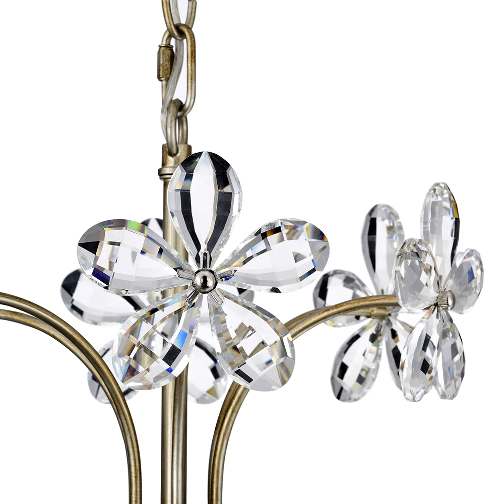 Rosa 6-Light Brushed Silver-ish Champagne Flower Crystal Chandelier FD-4981-KGS