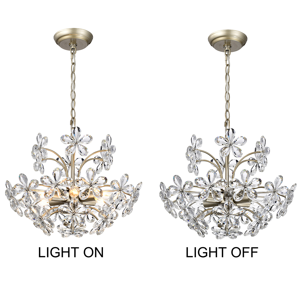 Rosa 6-Light Brushed Silver-ish Champagne Flower Crystal Chandelier FD-4981-KGS