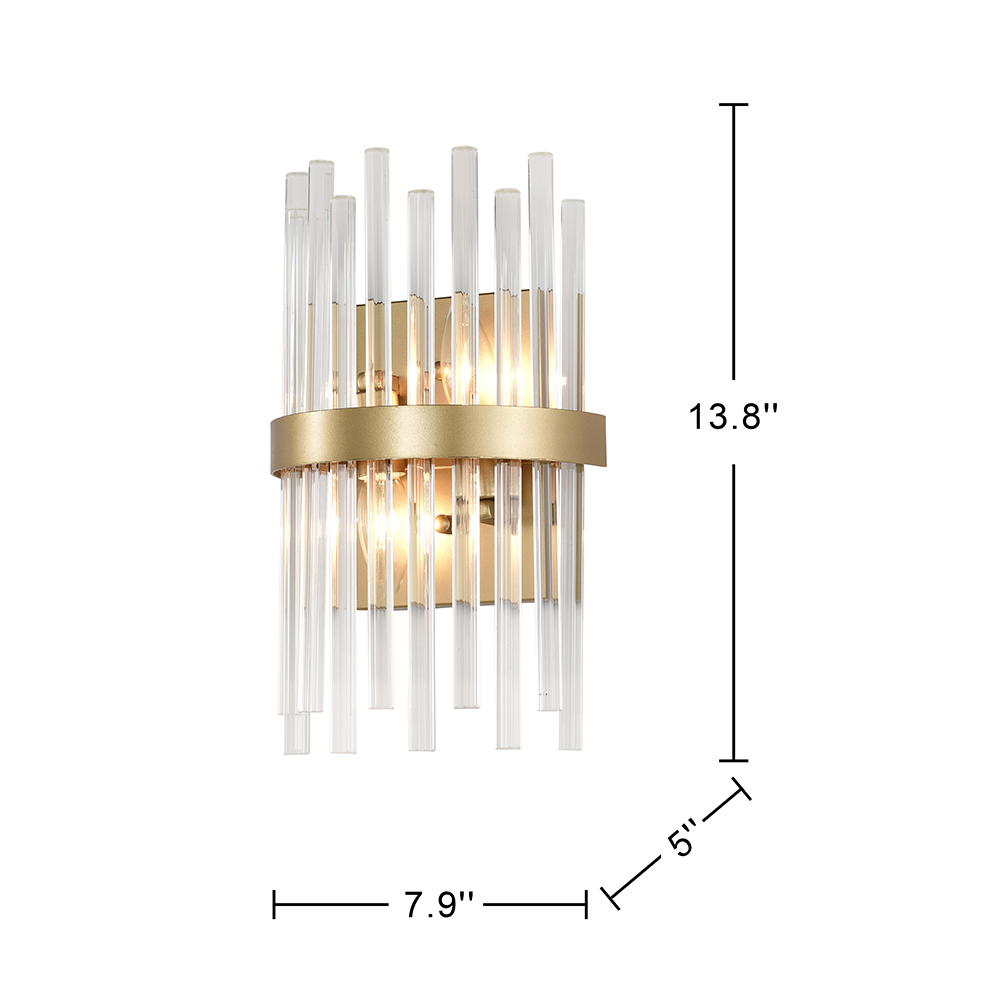 Casandra Glossy Bronze 2-Light Crystal Glass Bar Wall Sconce FD-5060-CWC