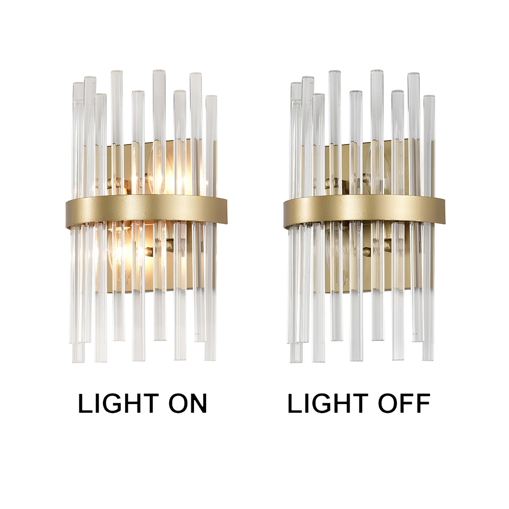 Casandra Glossy Bronze 2-Light Crystal Glass Bar Wall Sconce FD-5060-CWC