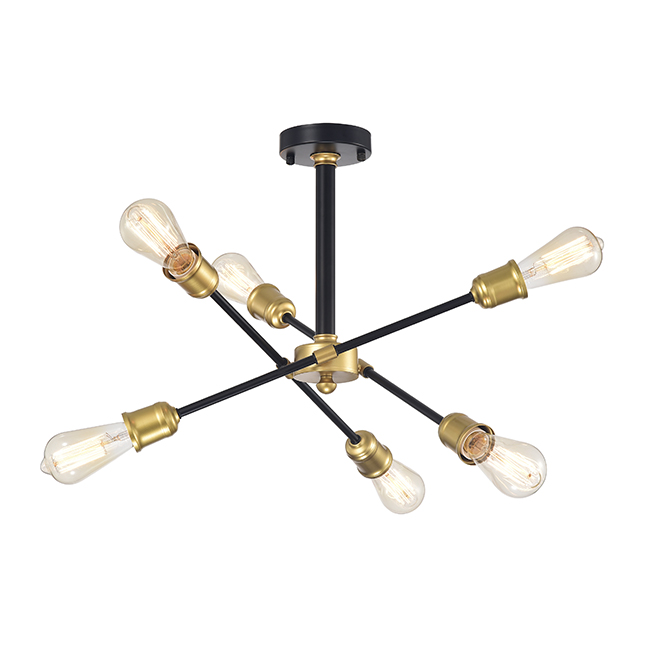 Lorena 6-light Sputnik Black and Gold Chandelier FD-5260-CVP