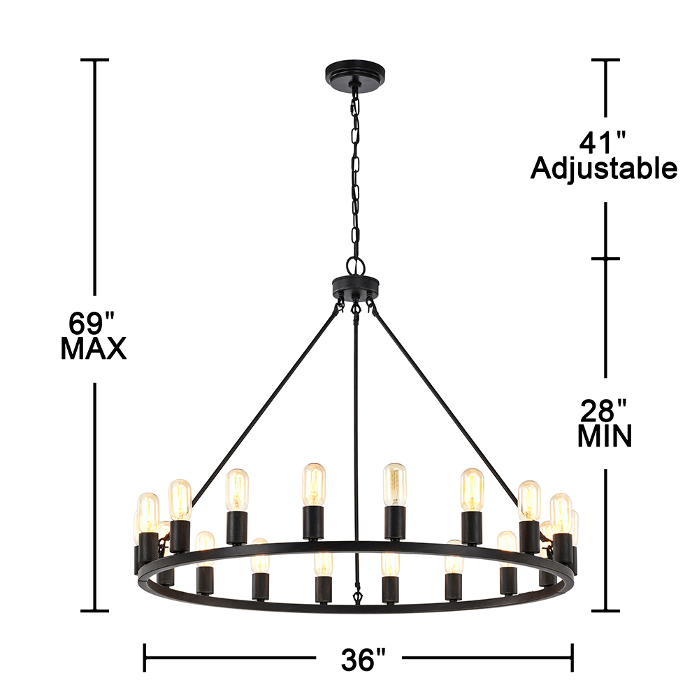 Eva 18-light Antique Black Metal Round Chandelier FD-5695-DZQ