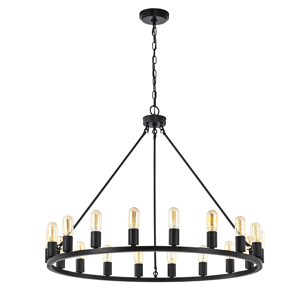 Eva 18-light Antique Black Metal Round Chandelier FD-5695-DZQ