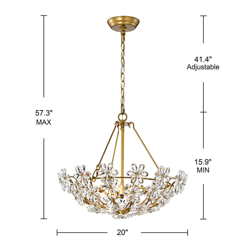Rosa Glam 3-Light Daisy Crystal Glass Flower Chandelier FD-6104-YEK
