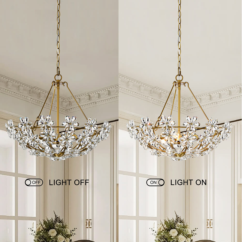Rosa Glam 3-Light Daisy Crystal Glass Flower Chandelier FD-6104-YEK