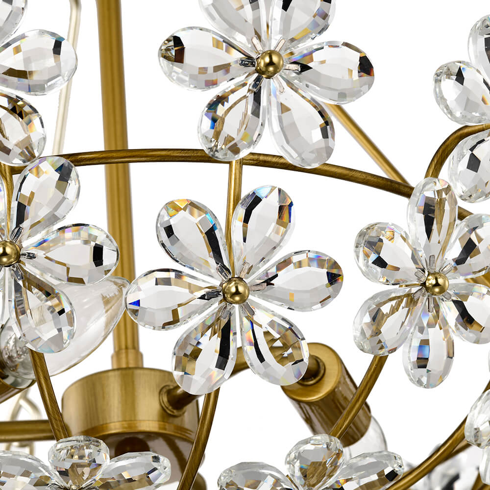 Rosa Glam 3-Light Daisy Crystal Glass Flower Chandelier FD-6104-YEK