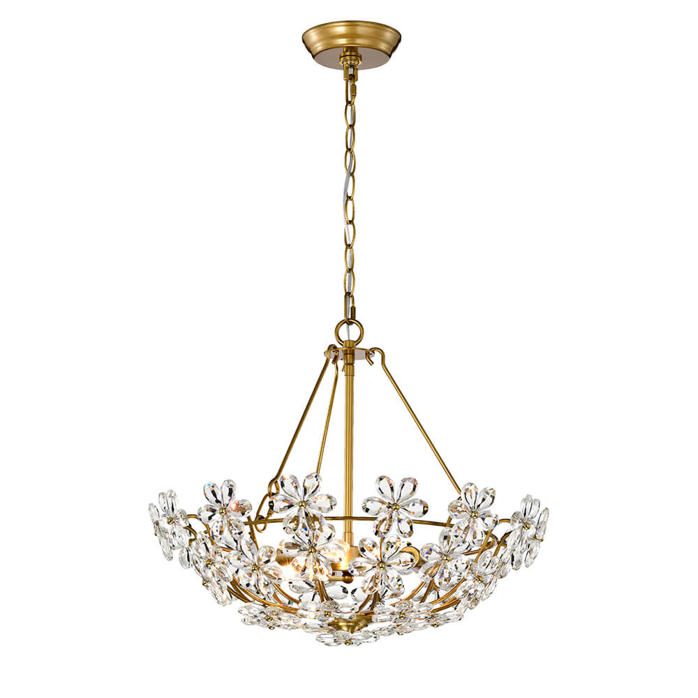 Rosa Glam 3-Light Daisy Crystal Glass Flower Chandelier FD-6104-YEK