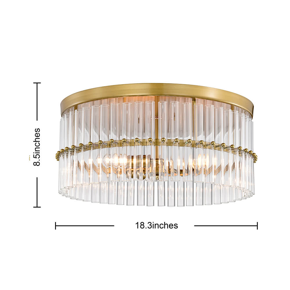 Casandra Brushed Brass 3-light Crystal Glass Bar Round Flush Mount FD-6275-CSW