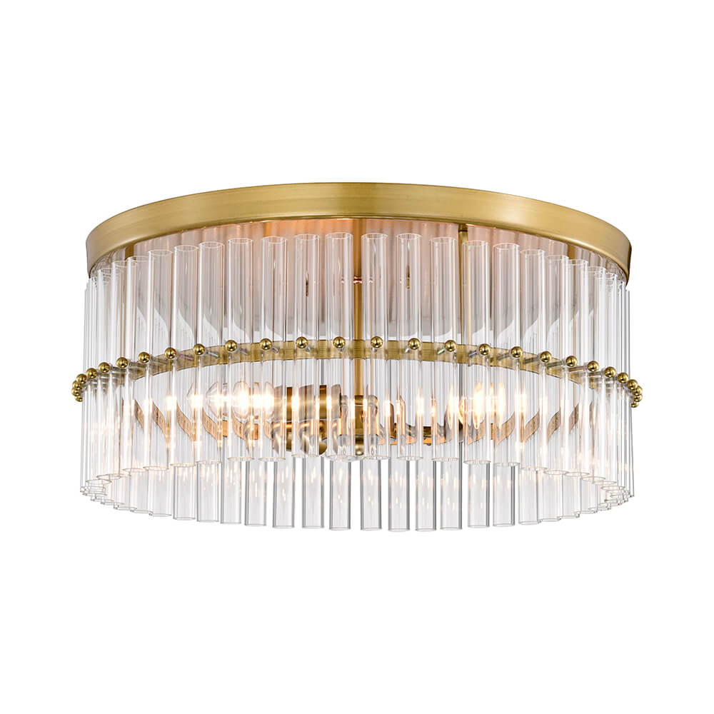 Casandra Brushed Brass 3-light Crystal Glass Bar Round Flush Mount FD-6275-CSW