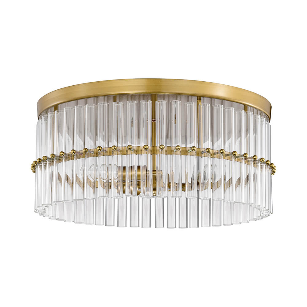 Casandra Brushed Brass 3-light Crystal Glass Bar Round Flush Mount FD-6275-CSW