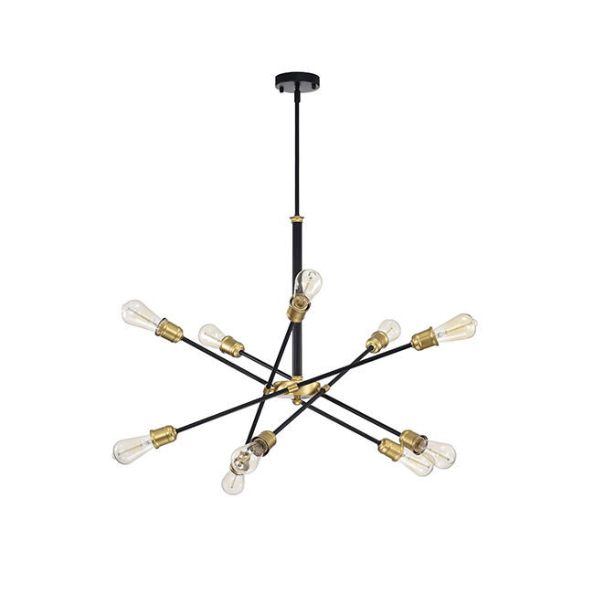 Lorena Modern 10-light Sputnik Black and Gold Linear Chandelier FD-6849-GAT