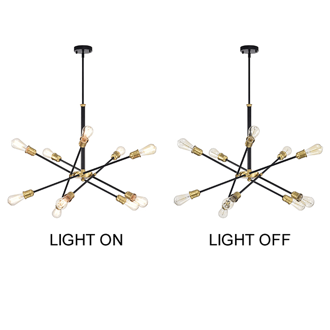 Lorena Modern 10-light Sputnik Black and Gold Linear Chandelier FD-6849-GAT