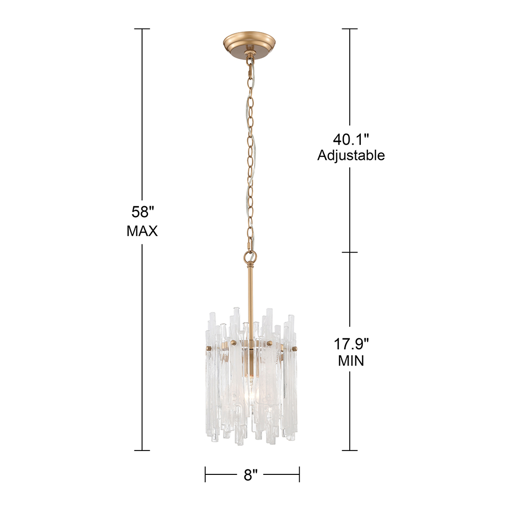 Casandra 1 Light Shiny Bronze Drum Chandelier with Clear Glass Bars FD-6924-PLH