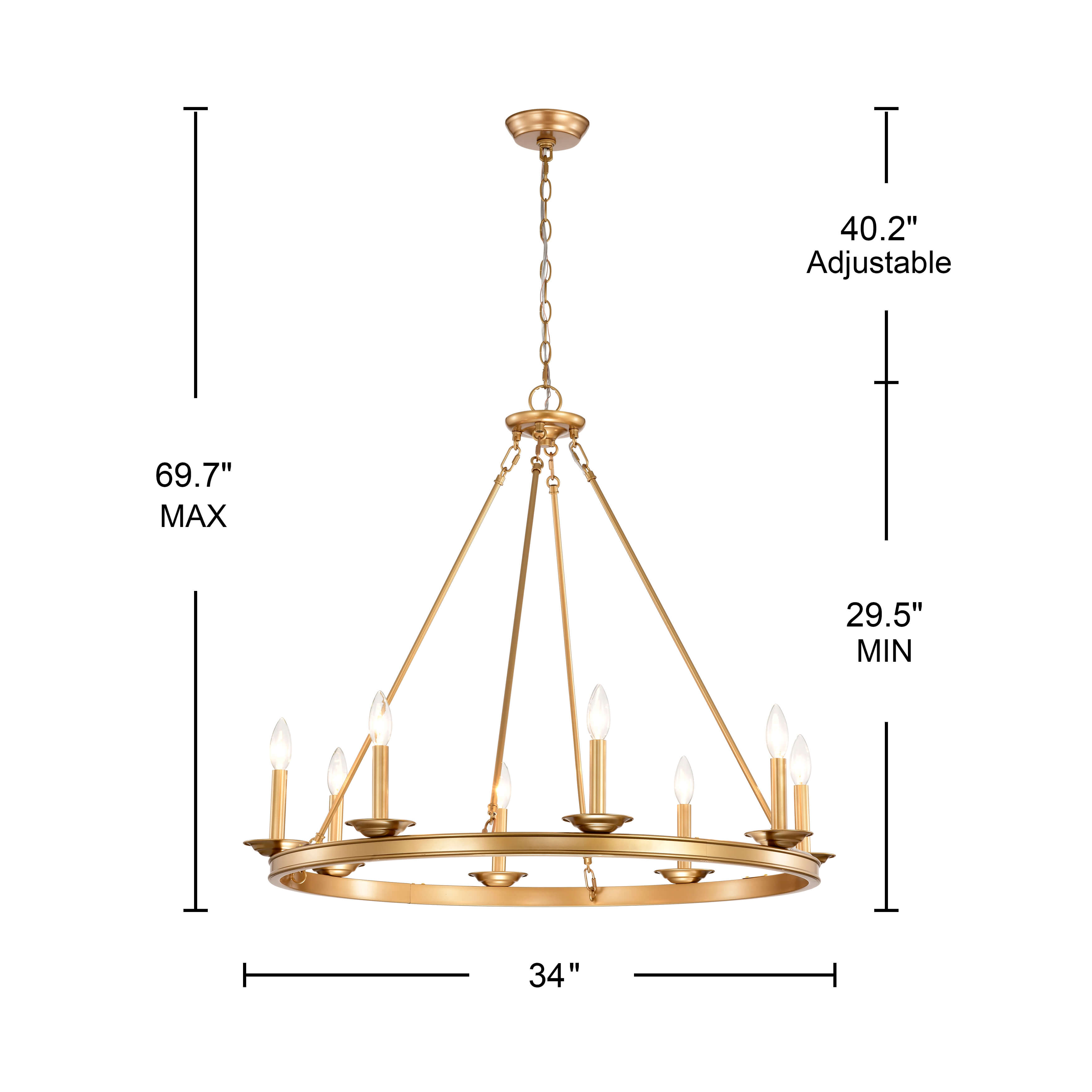 Eva 8-Light Metal Round Chandelier FD-7598-XTB