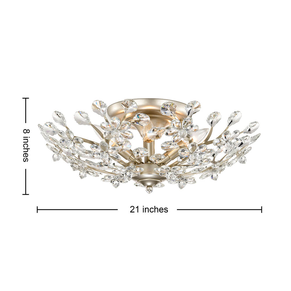 Isabel 5-light Crystal Glass Flowers Blooms Flush Mount FD-7774-NUD