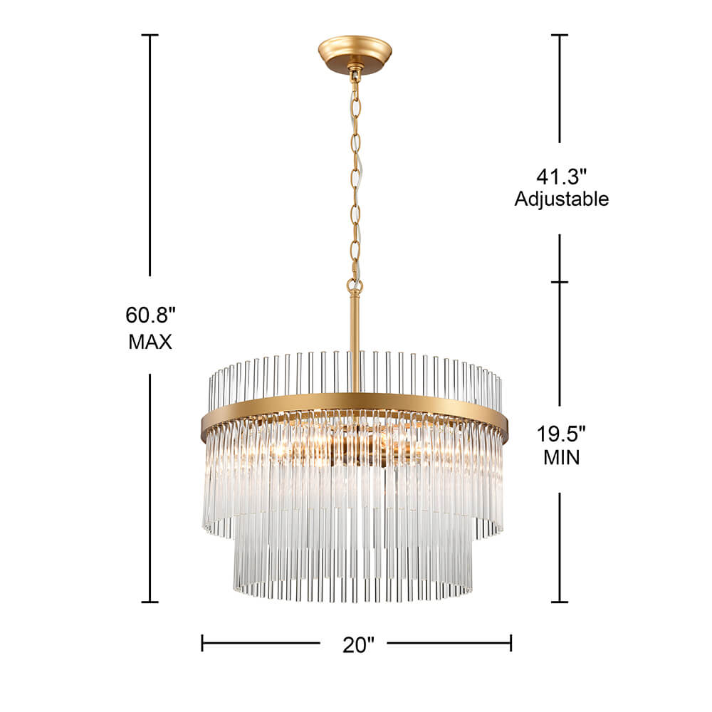 Casandra Glossy Bronze 6-light Two-Tier Crystal Glass Bar Round Chandelier FD-8238-ELE