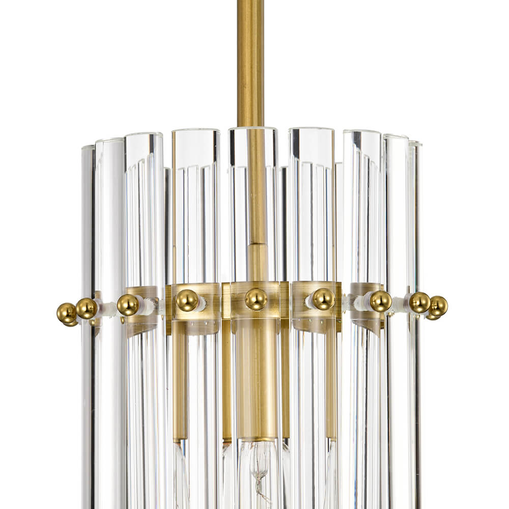 Casandra Brushed Brass 1 Light Crystal Glass Rod Mini Pendant Chandelier FD-8673-NZV