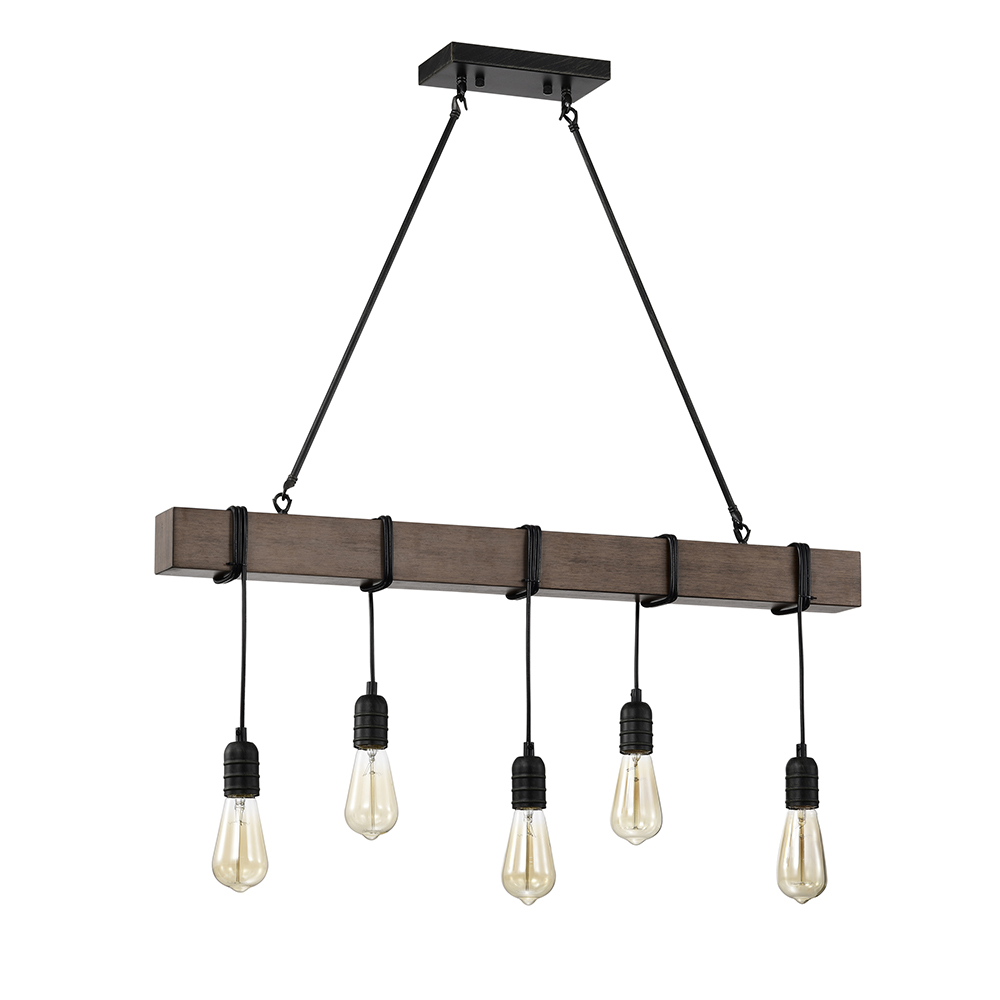 Irma Natural Wooden Beam Linear Chandelier with 5 Lights FD-9331-FHC