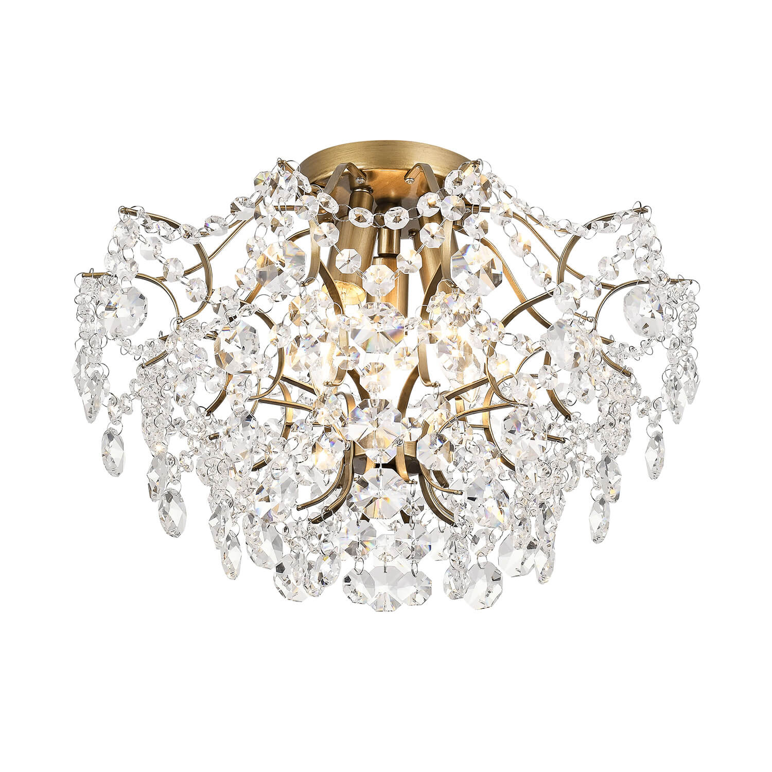 Dalia Indoor 3-light Crystal Flush Mount in Brushed Brass Finish LJ-0015-BHZ